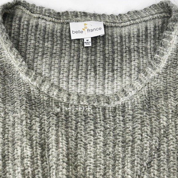 Belle France Women's Sz M Sage Knit Sweater Oversized Boho Grunge Distressed Hem - Picture 7 of 12